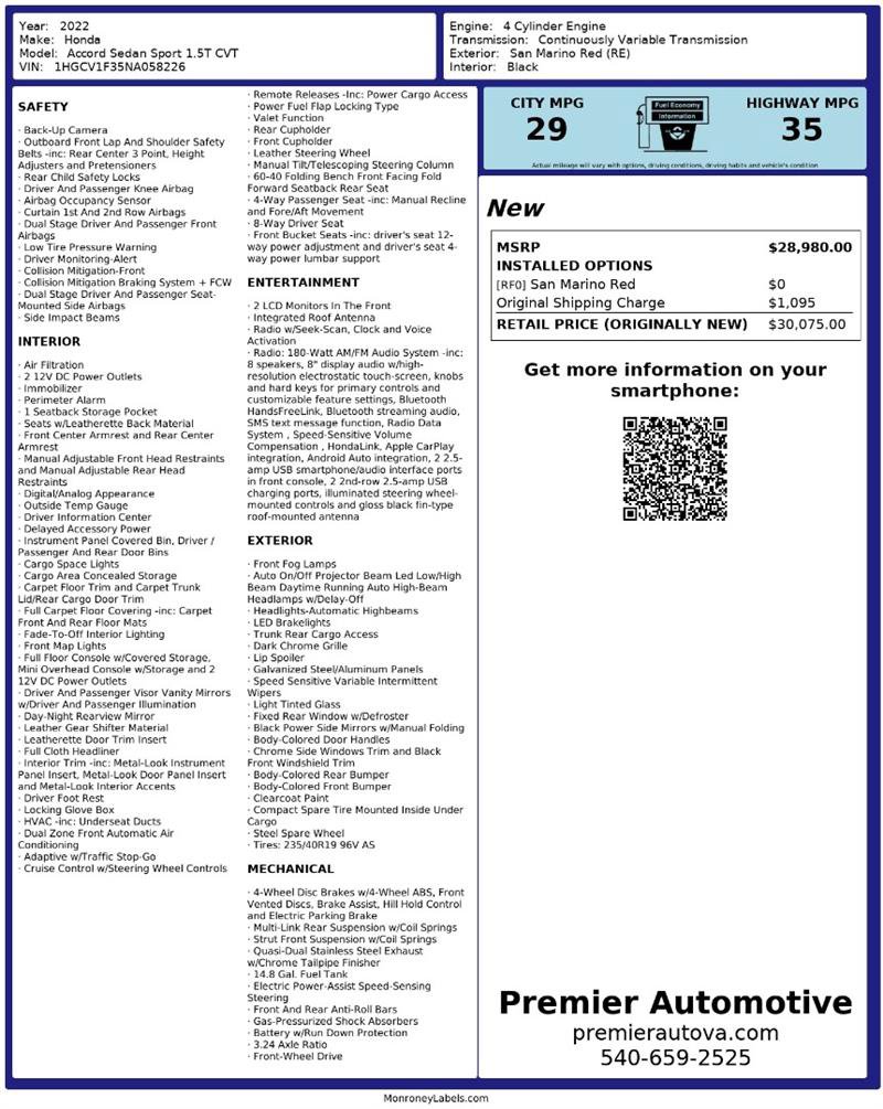 Used 2022 Honda Accord Sport image 2