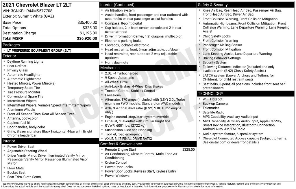 Certified 2021 Chevrolet Blazer LT AWD/4WD image 31