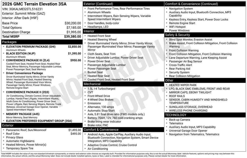 New 2026 GMC Terrain Elevation w/ Elevation Premium Package FWD image 45
