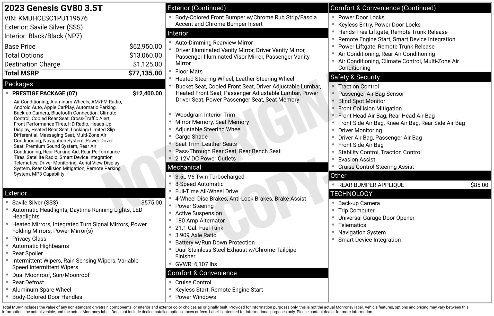 Used 2023 Genesis GV80 3.5T w/ Prestige Package image 4