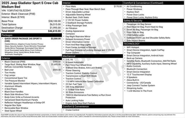 Certified 2025 Jeep Gladiator Sport AWD/4WD image 10