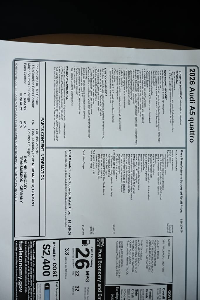 New 2026 Audi A5 2.0T Prestige AWD/4WD image 24