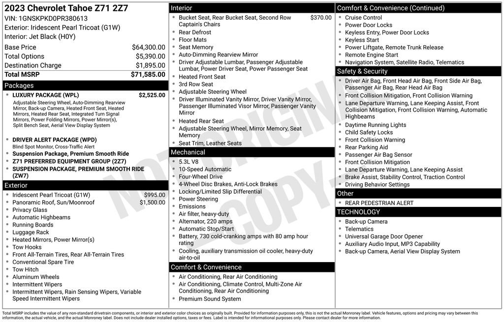 Used 2023 Chevrolet Tahoe Z71 w/ Luxury Package AWD/4WD image 10