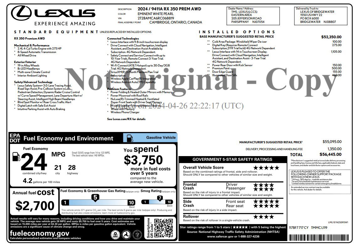 Used 2024 Lexus RX 350 Premium w/ Cold Area Package AWD/4WD image 2