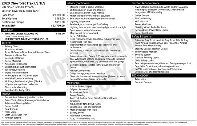 Used 2020 Chevrolet Trax LS w/ Tint and Cruise Package FWD image 26