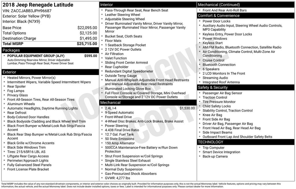 Used 2018 Jeep Renegade Latitude w/ Popular Equipment Group FWD image 35