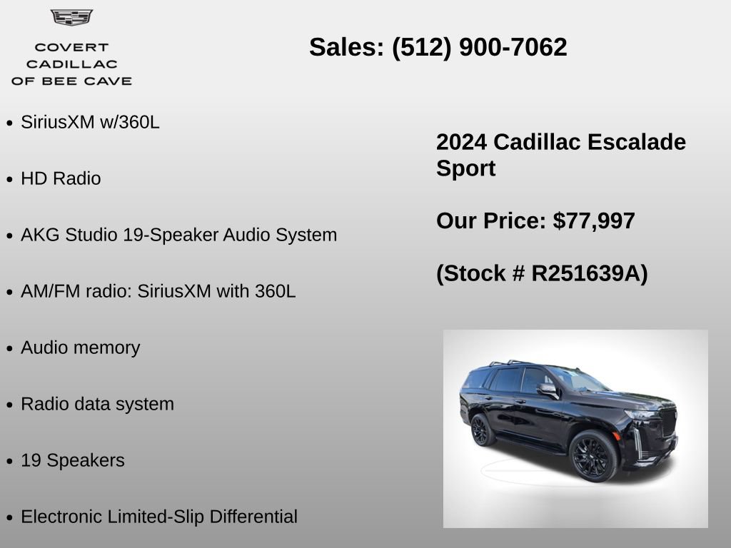 Used 2024 Cadillac Escalade Sport w/ LPO, ONYX Package image 30
