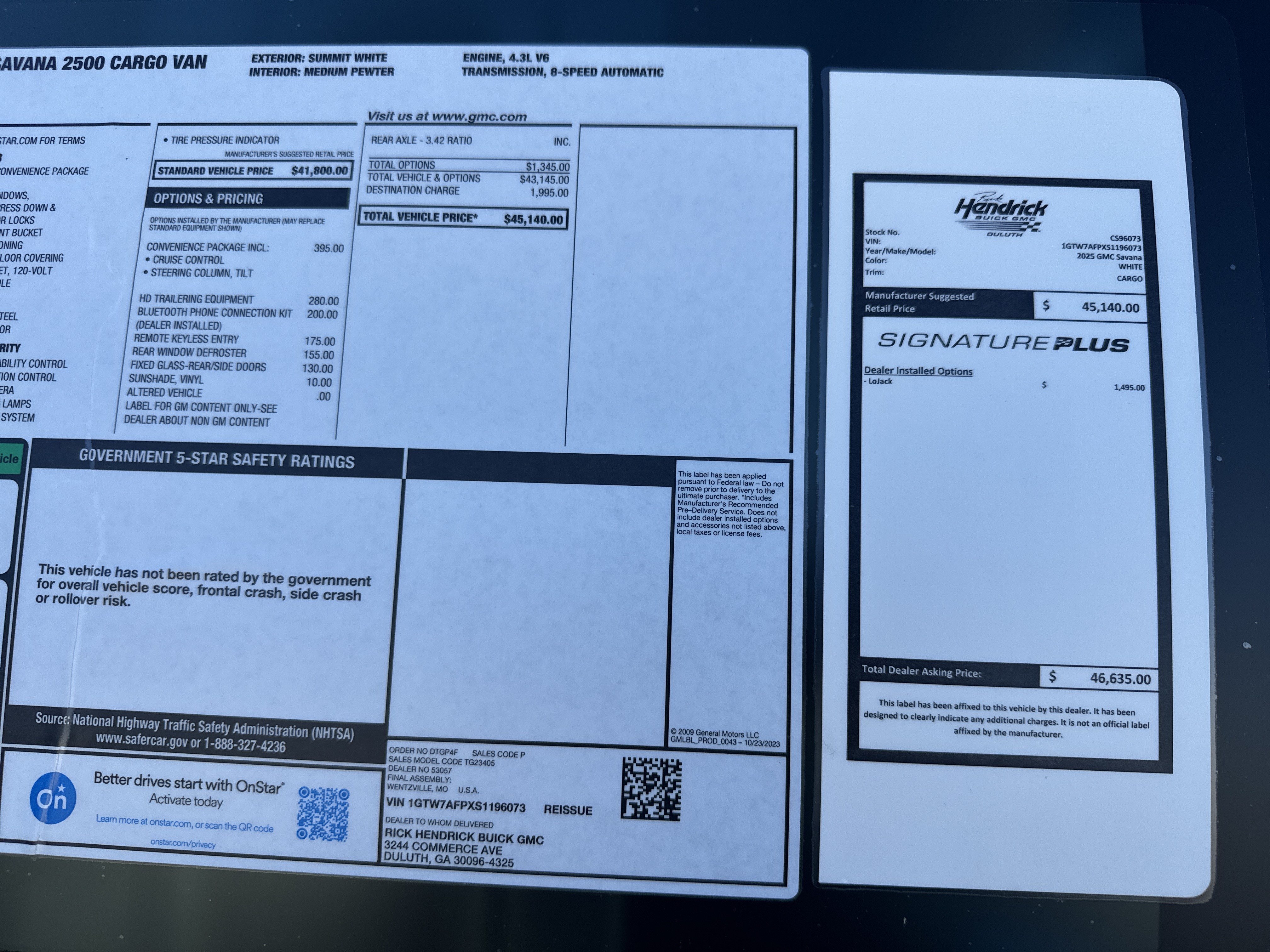 New 2025 GMC Savana 2500 w/ Driver Convenience Package RWD image 34