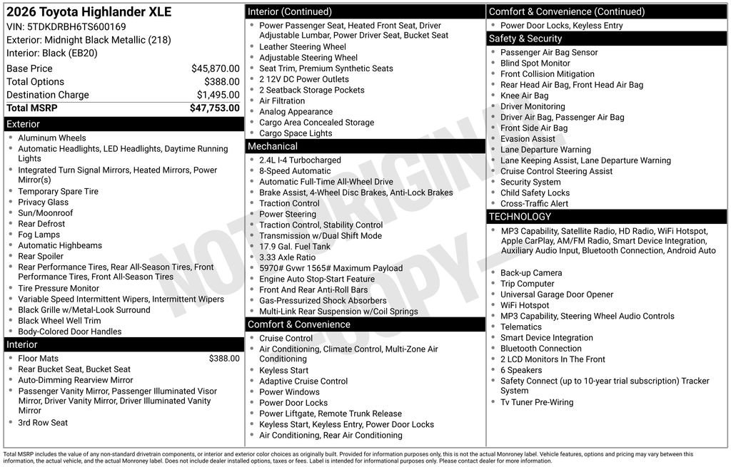 Used 2026 Toyota Highlander XLE AWD/4WD image 6