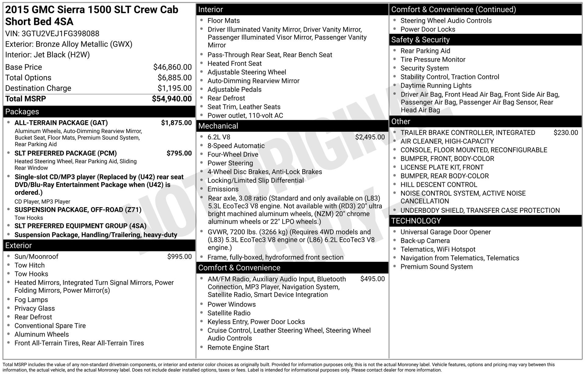 Used 2015 GMC Sierra 1500 SLT w/ All-Terrain Package image 30