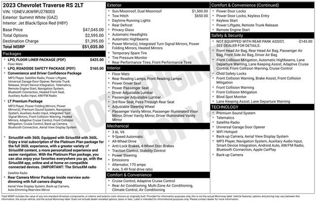 Used 2023 Chevrolet Traverse RS w/ LPO, Floor Liner Package AWD/4WD image 26
