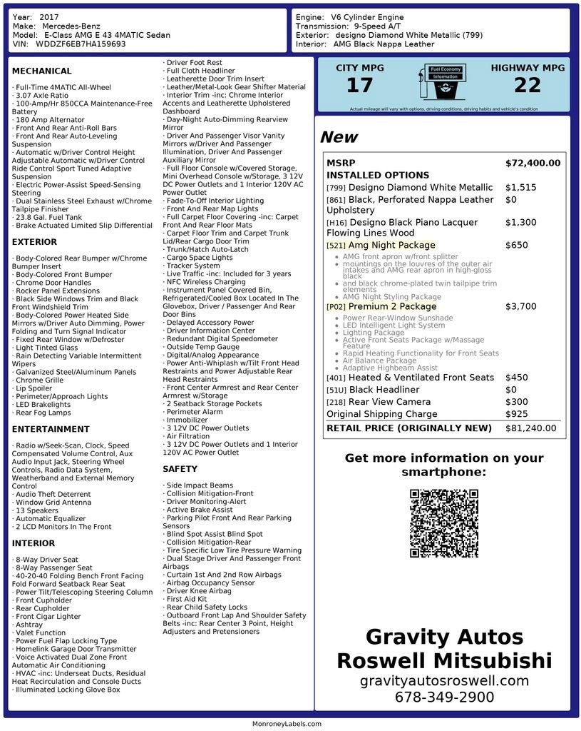 Used 2017 Mercedes-Benz E 43 AMG 4MATIC Sedan image 3