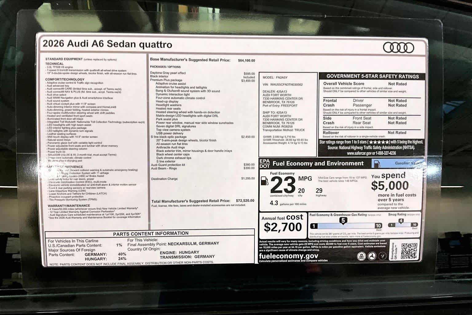 New 2026 Audi A6 Premium Plus AWD/4WD image 16