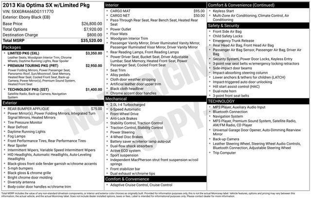 Used 2013 Kia Optima SX w/ Limited Pkg FWD image 10