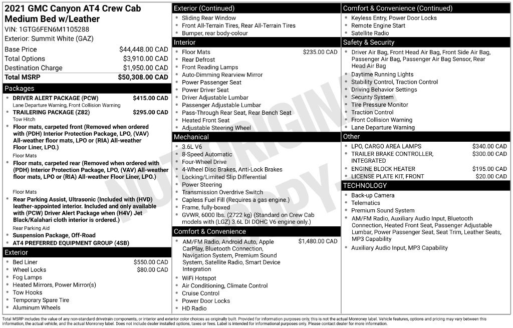 Used 2021 GMC Canyon AT4 w/ Driver Alert Package AWD/4WD image 6