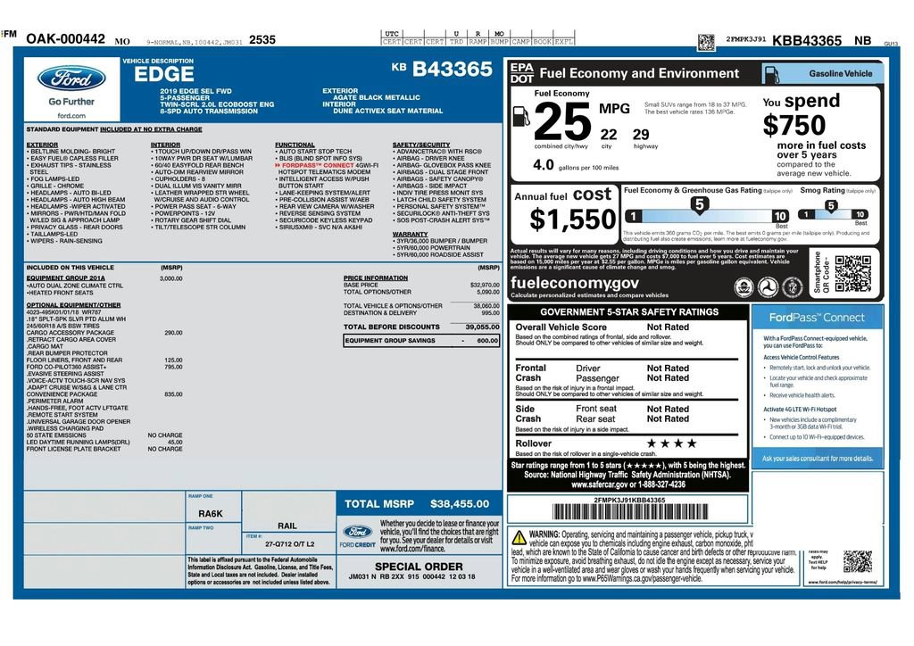 Used 2019 Ford Edge SEL w/ Equipment Group 201A image 3