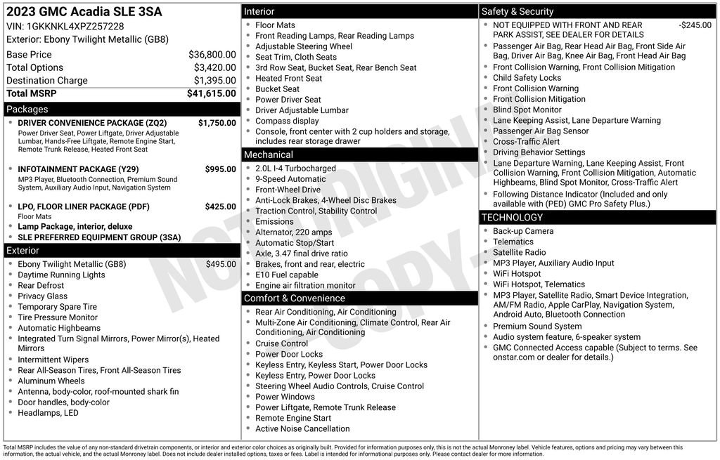 Used 2023 GMC Acadia SLE w/ Driver Convenience Package FWD image 18