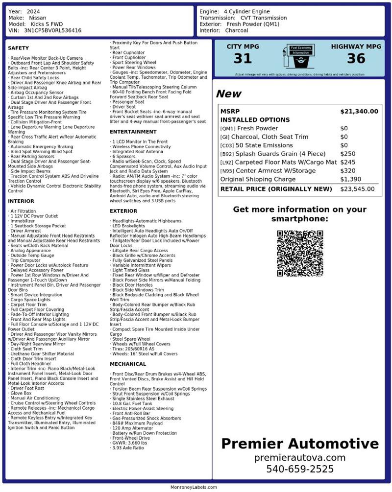 Used 2024 Nissan Kicks S FWD image 3