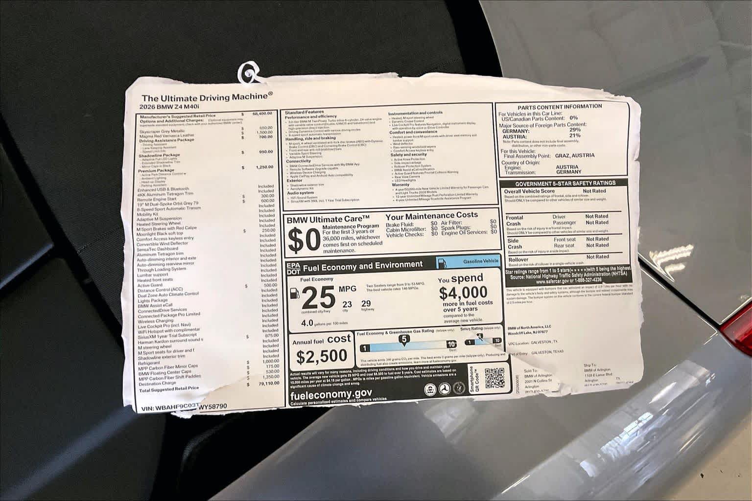 New 2026 BMW Z4 M40i w/ Premium Package RWD image 19