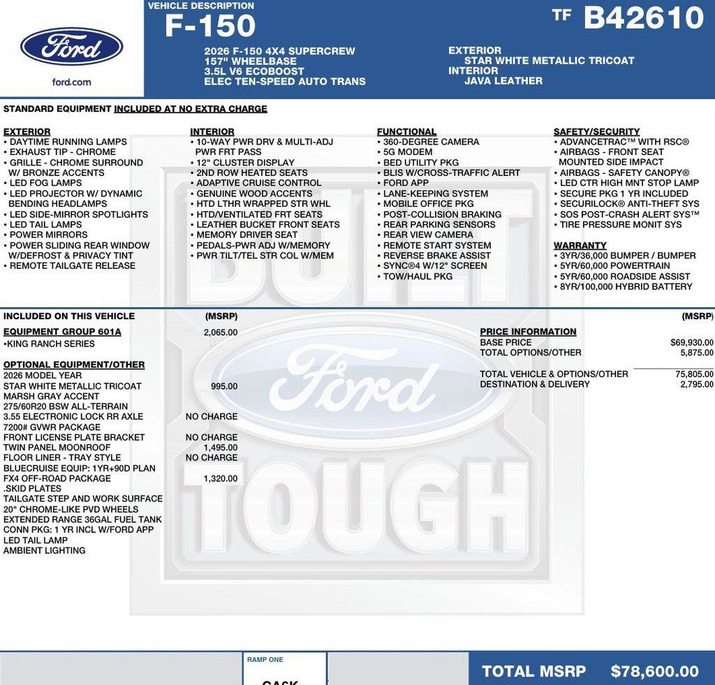 New 2026 Ford F150 King Ranch w/ Equipment Group 601A High AWD/4WD image 2
