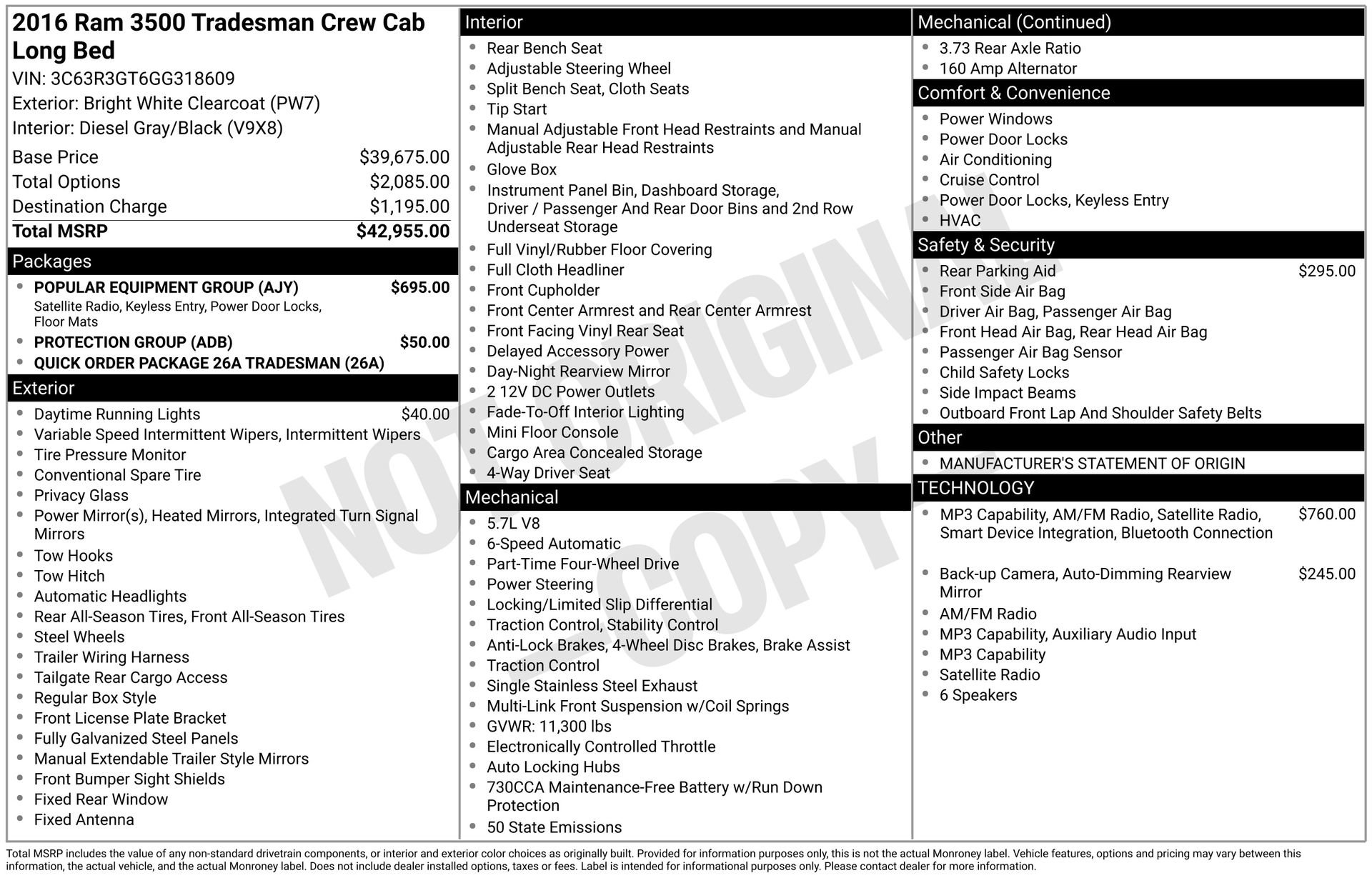 Used 2016 RAM 3500 Tradesman w/ Popular Equipment Group AWD/4WD image 44