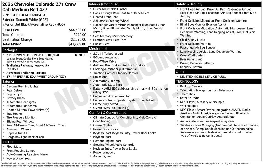 New 2026 Chevrolet Colorado Z71 w/ Z71 Convenience Package 2 AWD/4WD image 39