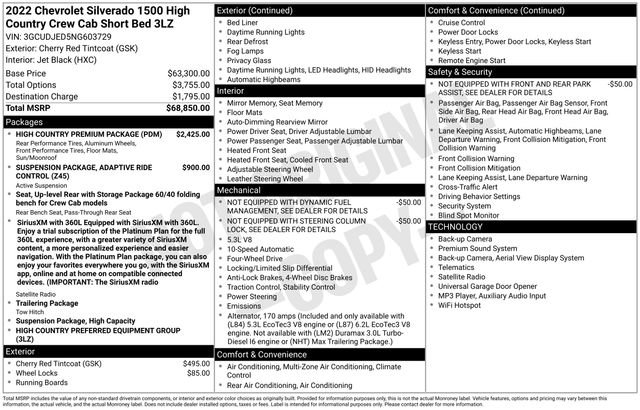 Used 2022 Chevrolet Silverado 1500 High Country w/ High Country Premium Package AWD/4WD image 7