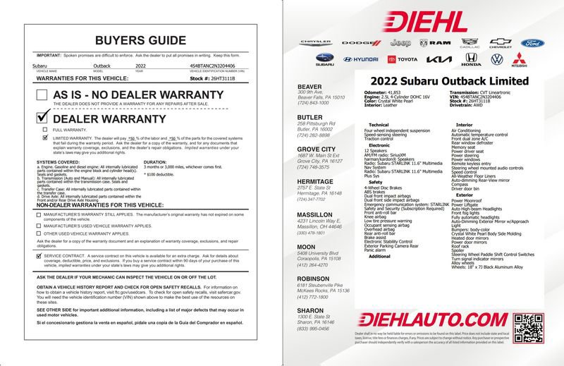Used 2022 Subaru Outback Limited AWD/4WD image 45