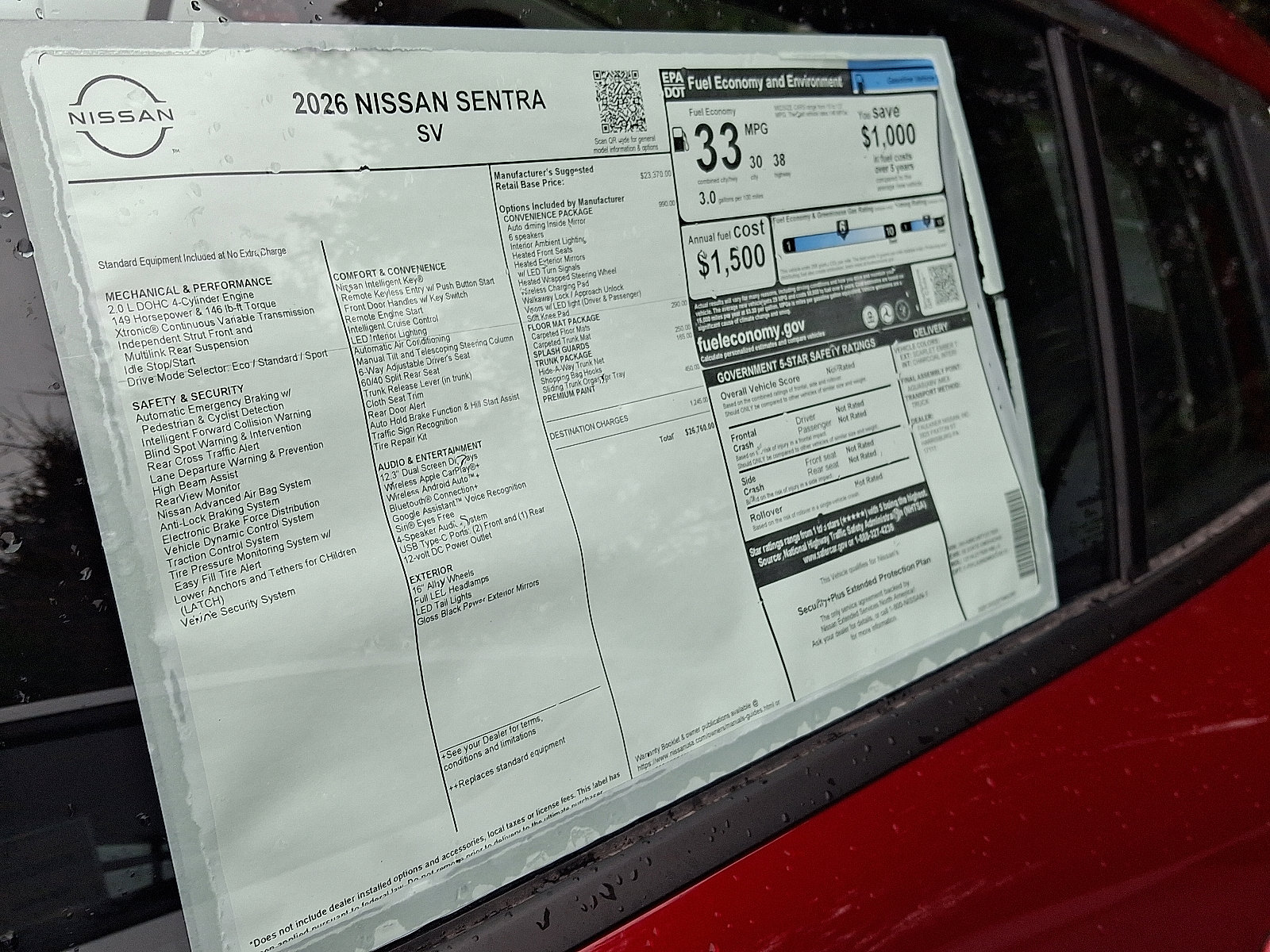 New 2026 Nissan Sentra SV w/ SV Convenience Package image 5