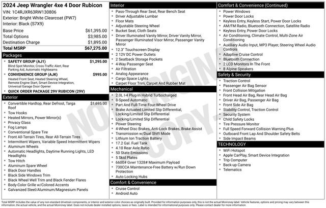 Used 2024 Jeep Wrangler Unlimited Rubicon 4xe w/ Safety Group image 6