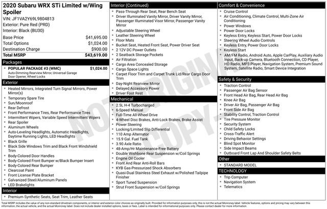 Used 2020 Subaru WRX STI Limited w/ Popular Package #3 image 37