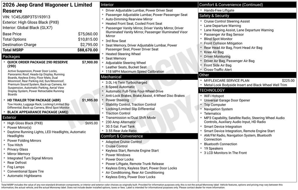 New 2026 Jeep Grand Wagoneer L Limited AWD/4WD image 37