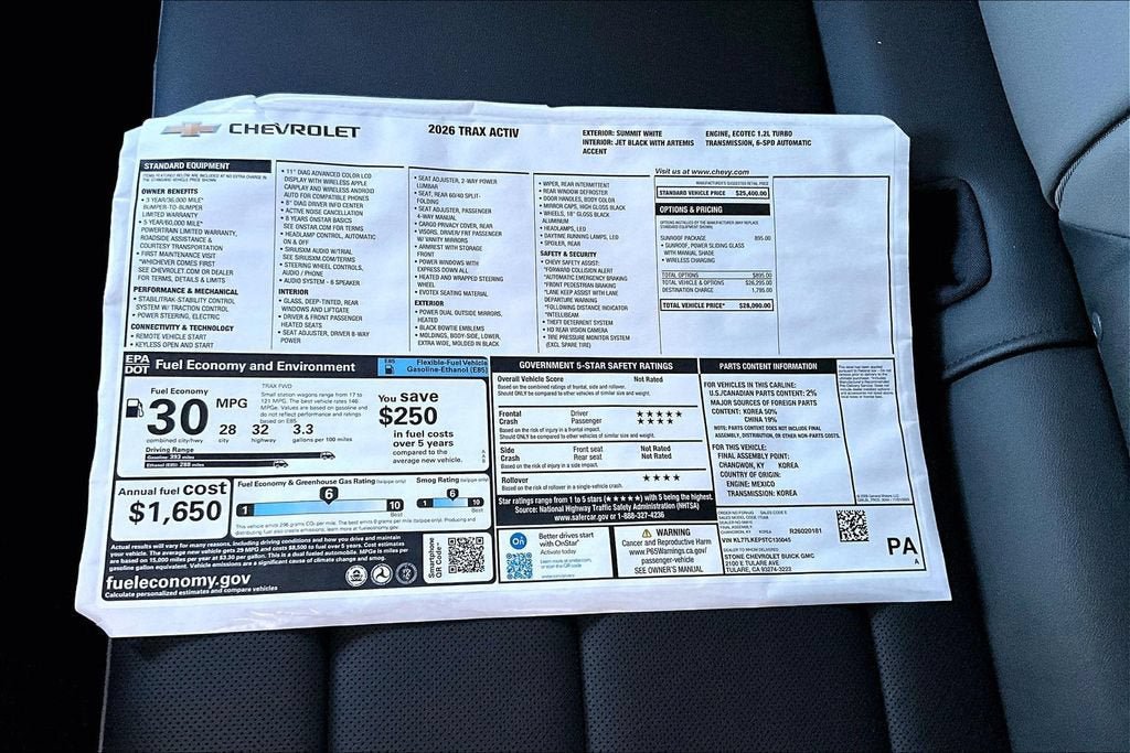 New 2026 Chevrolet Trax ACTIV w/ Sunroof Package FWD image 13