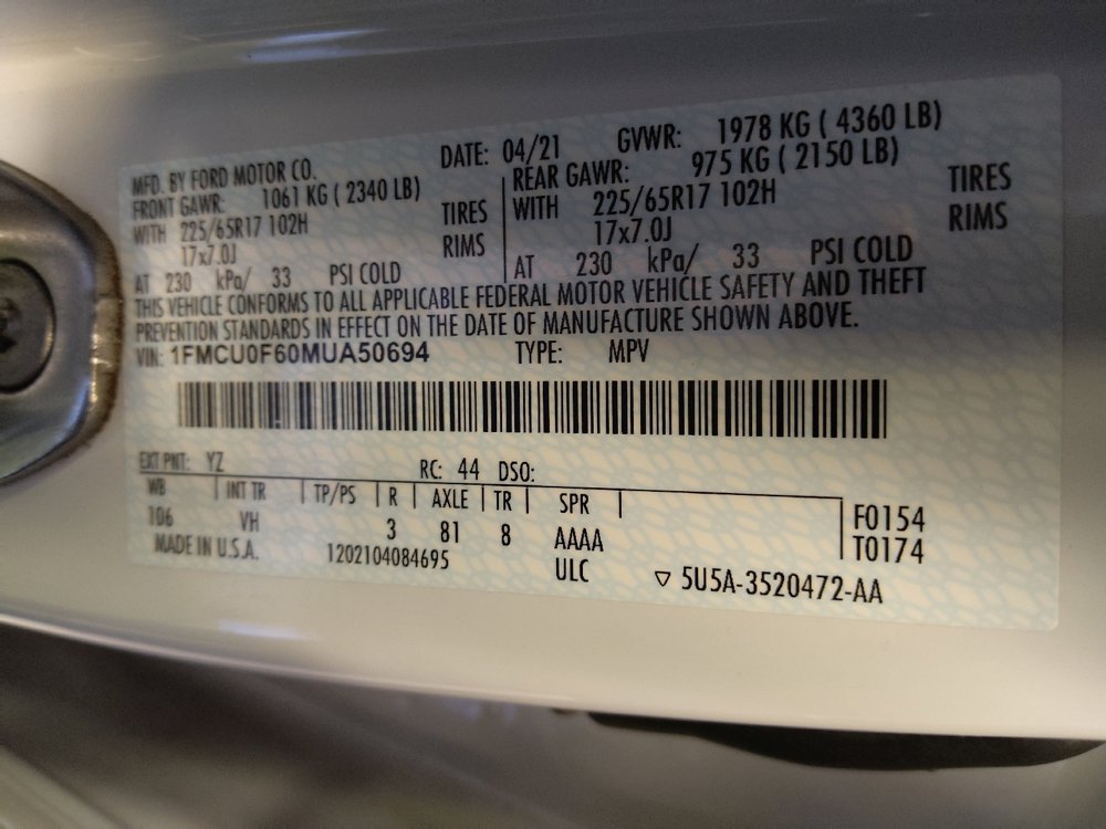 Used 2021 Ford Escape S FWD image 33