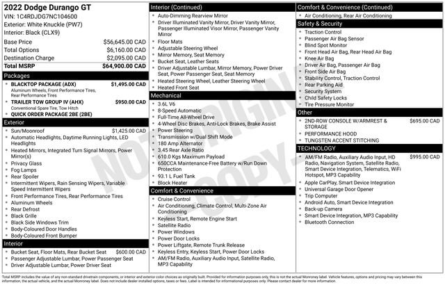 Used 2022 Dodge Durango GT w/ Blacktop Package AWD/4WD image 28