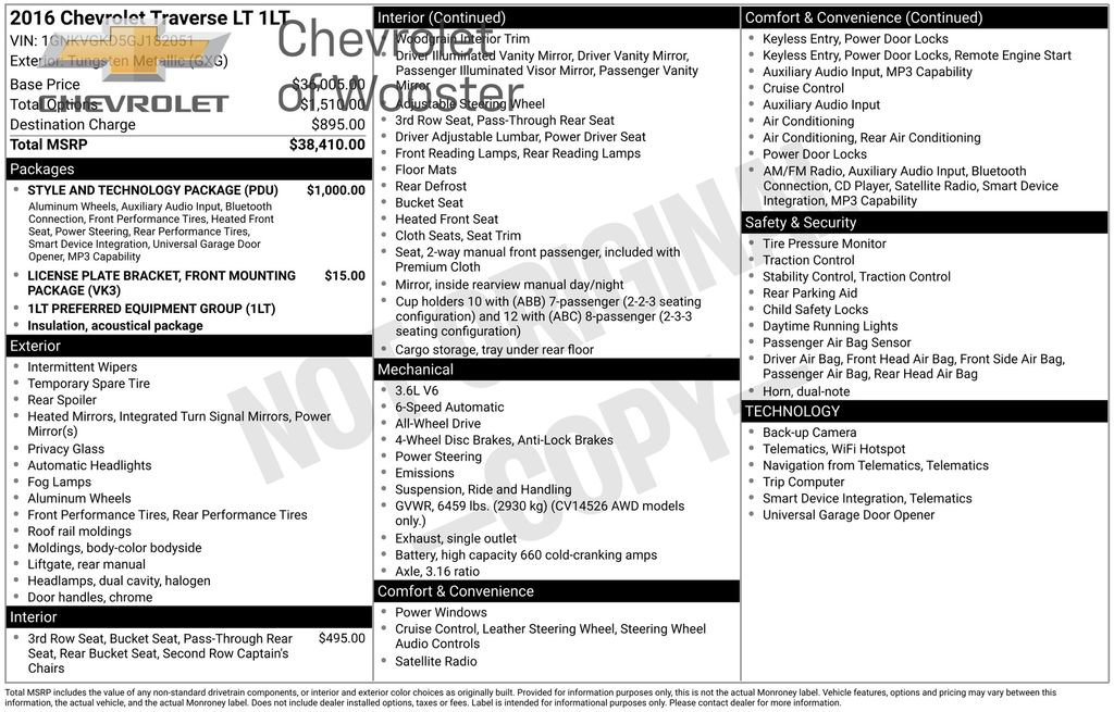 Used 2016 Chevrolet Traverse LT w/ Style and Technology Package image 17