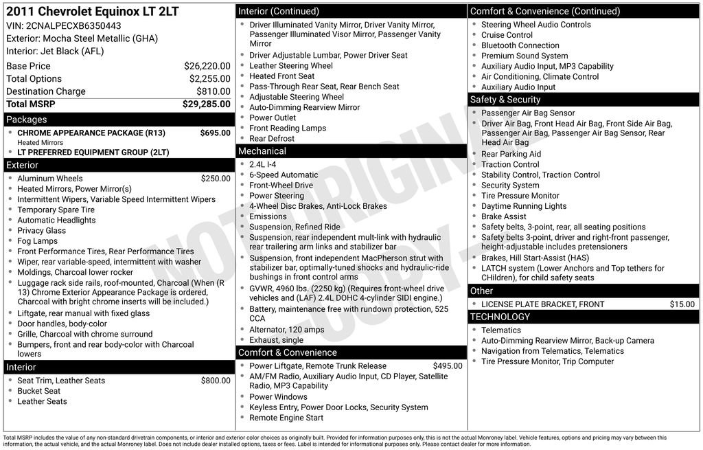 Used 2011 Chevrolet Equinox LT w/ Chrome Appearance Package