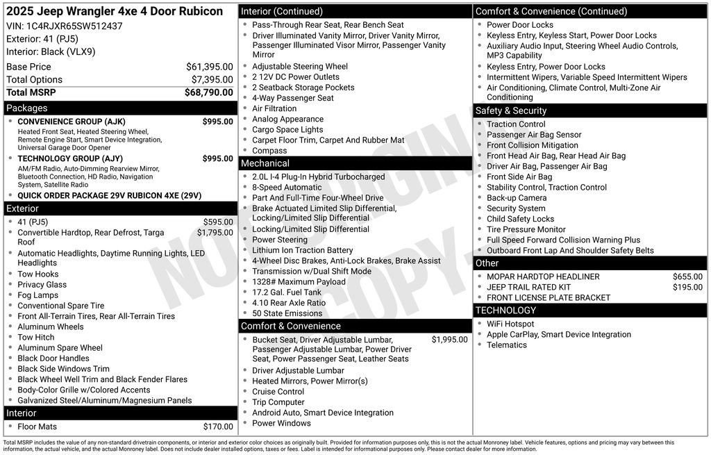 Used 2025 Jeep Wrangler Unlimited Rubicon 4xe w/ Technology Group image 41