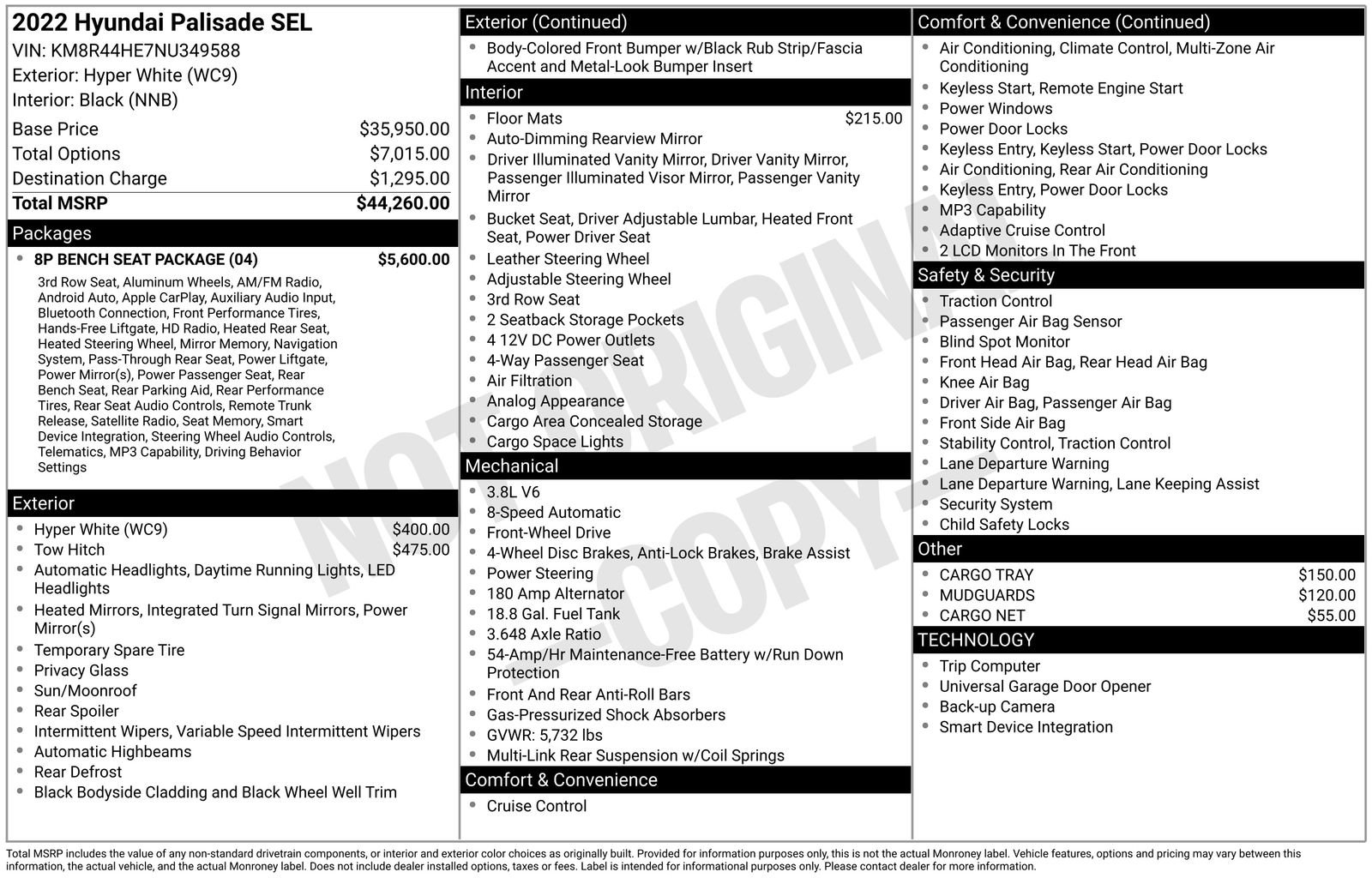 Used 2022 Hyundai Palisade SEL w/ 8P Bench Seat Package FWD image 6