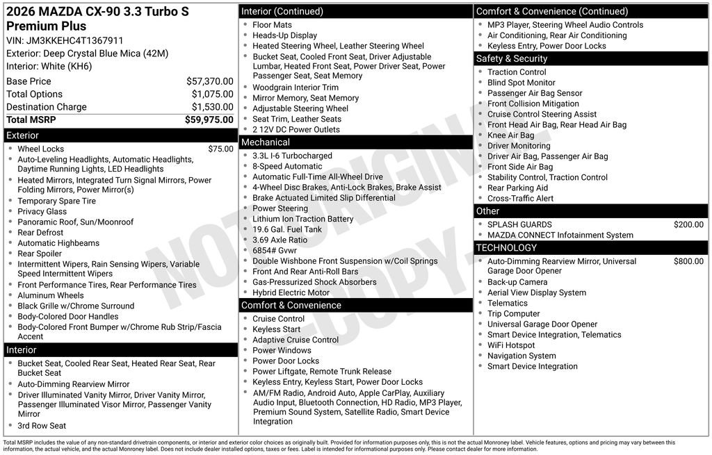 New 2026 MAZDA CX-90 3.3 Turbo S w/ Premium Plus image 6