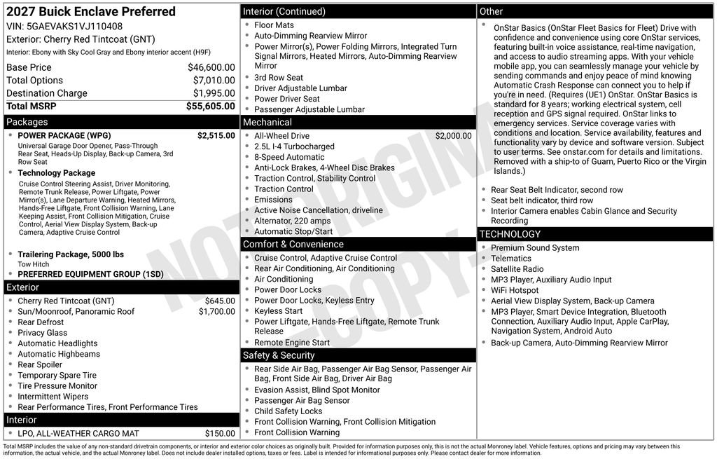 New 2027 Buick Enclave Preferred w/ Power Package AWD/4WD image 5