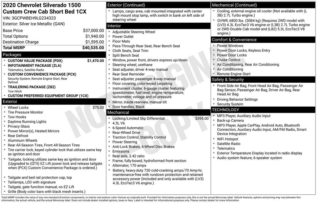 Used 2020 Chevrolet Silverado 1500 Custom w/ Custom Value Package RWD image 10