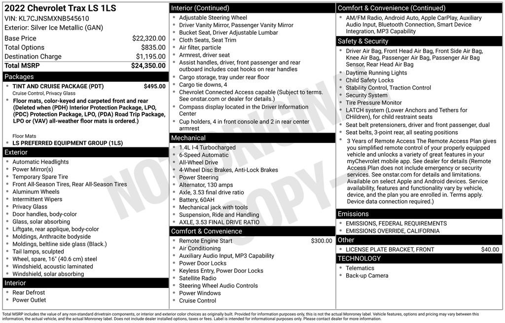 Used 2022 Chevrolet Trax LS w/ Tint and Cruise Package image 23