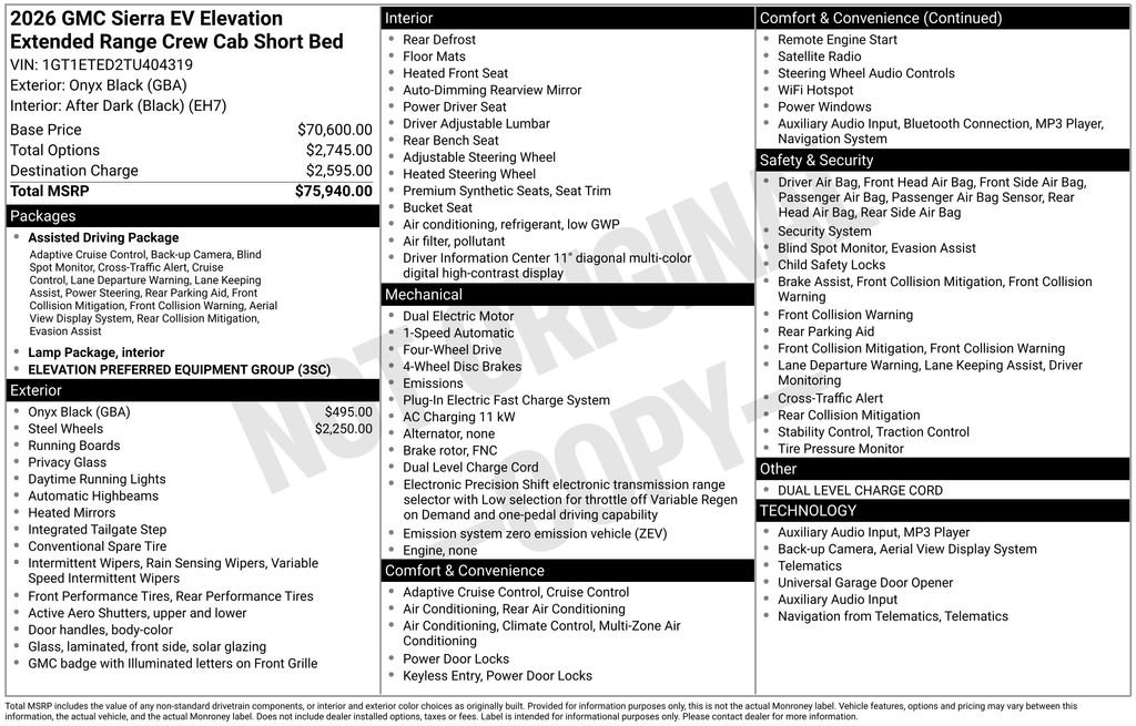 New 2026 GMC Sierra EV Elevation image 5