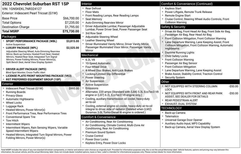 Certified 2022 Chevrolet Suburban RST w/ Sport Performance Package image 2