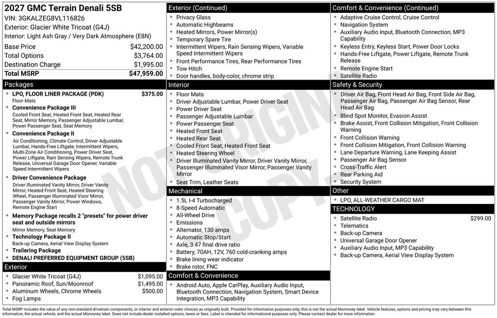 New 2027 GMC Terrain Denali w/ LPO, Floor Liner Package AWD/4WD image 4