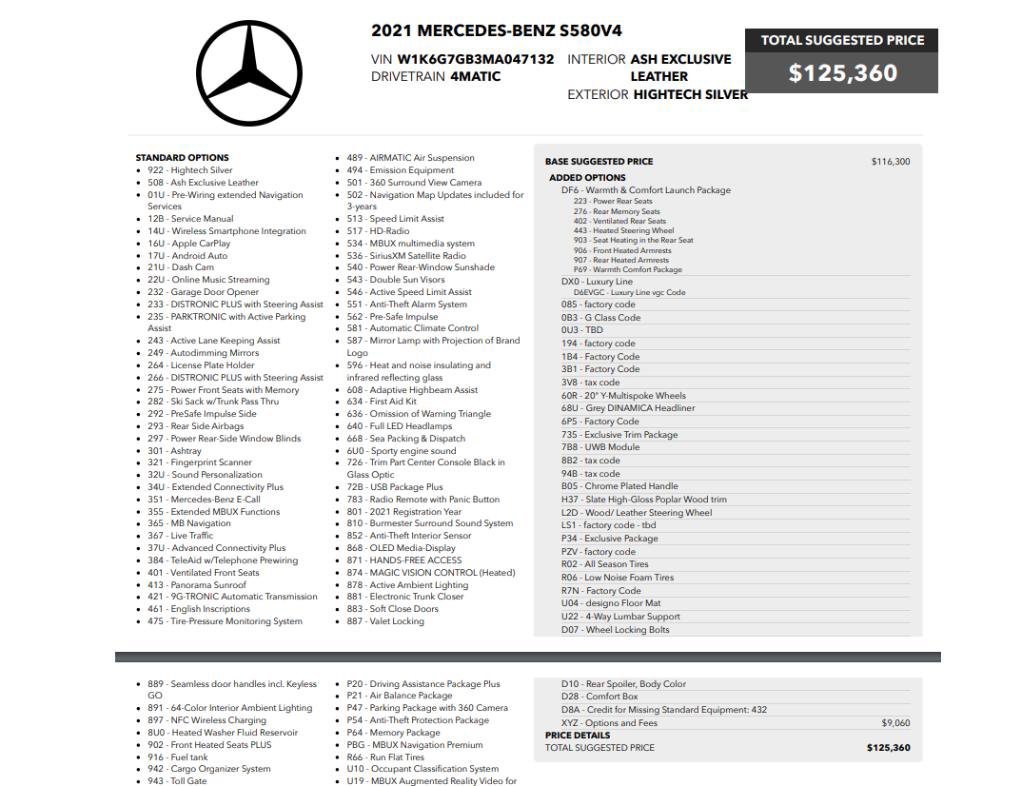 Used 2021 Mercedes-Benz S 580 4MATIC Sedan image 2