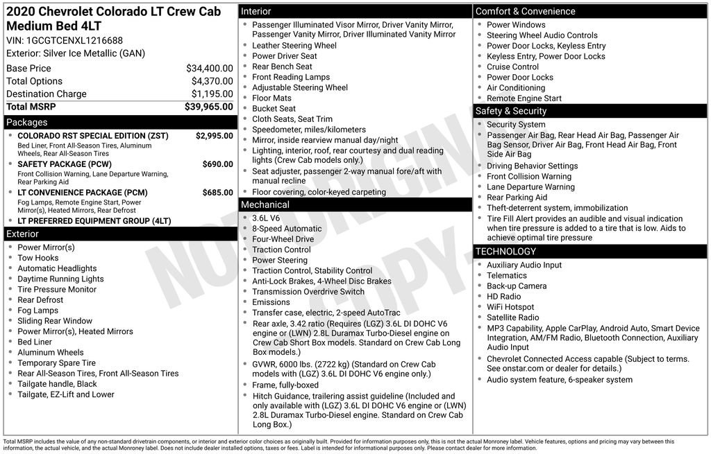 Used 2020 Chevrolet Colorado LT w/ Colorado RST Special Edition AWD/4WD image 3