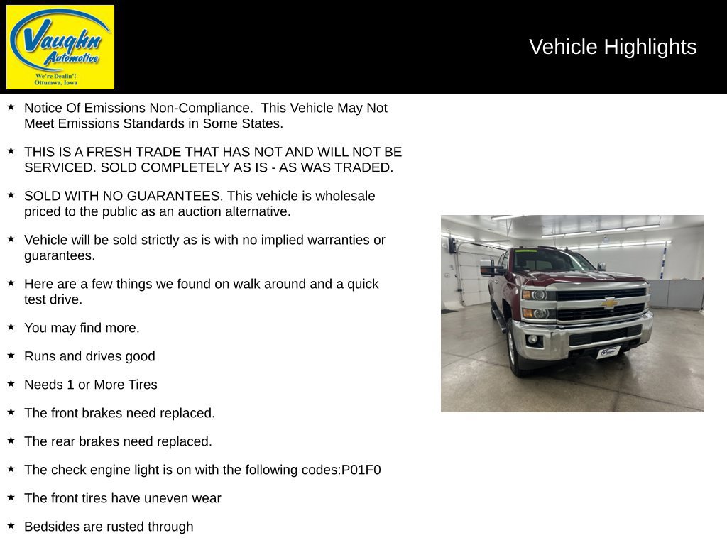 Used 2015 Chevrolet Silverado 2500 LTZ w/ Duramax Plus Package AWD/4WD image 2