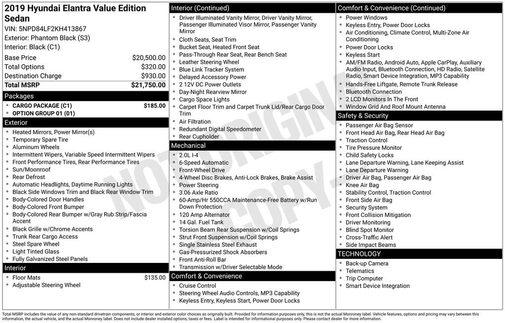 Used 2019 Hyundai Elantra Value Edition w/ Cargo Package image 6